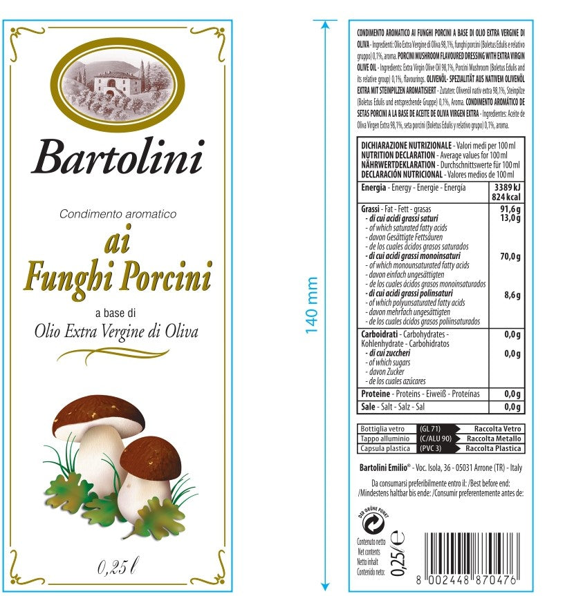 Porcini-sienillä maustettu oliiviöljy